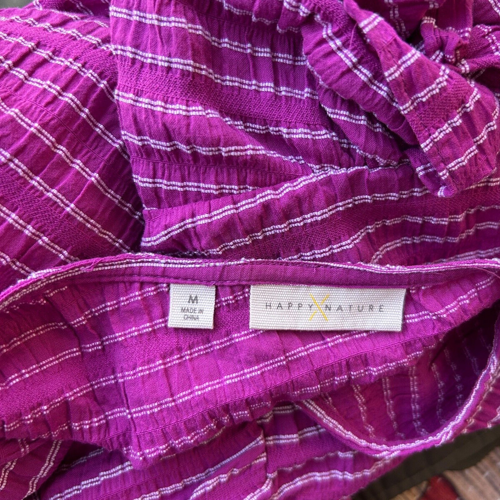 Happy x Nature Pink Ruffle Mini Dress Size Medium Kate Hudson - Picture 2 of 12